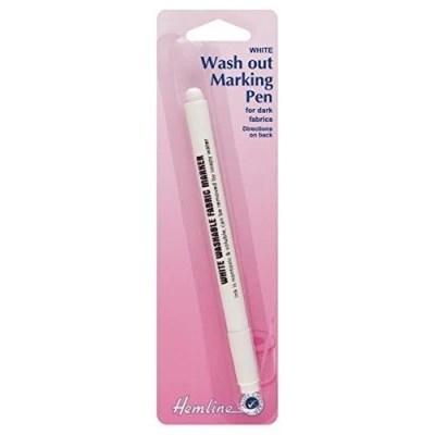 Image of Hemline Fabric Marker Marking Pen (H290) White Wash Out Felt Tip by