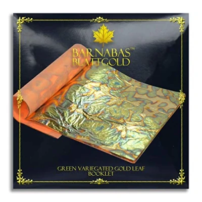 Image of BARNABAS BLATTGOLD: Professional Quality Variegated Gold Leaf Sheets, Color: Green, 25 14 x cm Booklet