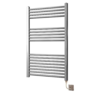 Image of Greened House Chrome Straight Electric Heated Towel Rail 600mm wide x 1000mm high Flat Designer Radiator