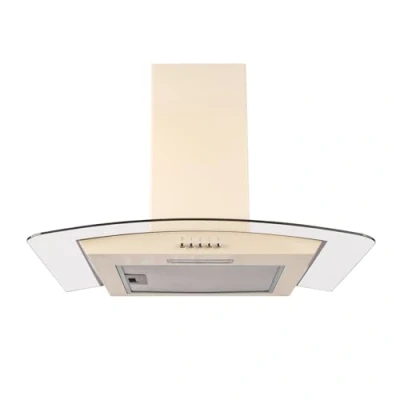 Image of SIA CGH60CR 60cm Cream Curved Glass Chimney Cooker Hood Kitchen Extractor Fan
