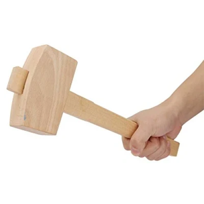 Image of Kadimendium Carpenter Wood Hammer Carving Mallet Beechwood Woodworking Free Striking Professional Wooden Tapping Tool(L)