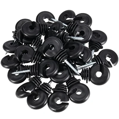 Image of SINJEUN 100 Pack 3.3 Inches Black Electric Fence Insulators, Ring Insulator, Wood Post Screw In Insulators for