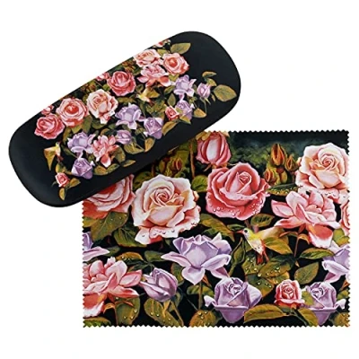 Image of VON LILIENFELD Glasses Case Flowers Rose Garten Present Cleaning Cloth Spectacle Cases Lightweight Stable