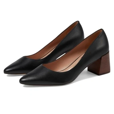 Image of Cole Haan Women&#039;s Cassandra Block Heel Pump, Black Leather/Brown Stack, 4 UK