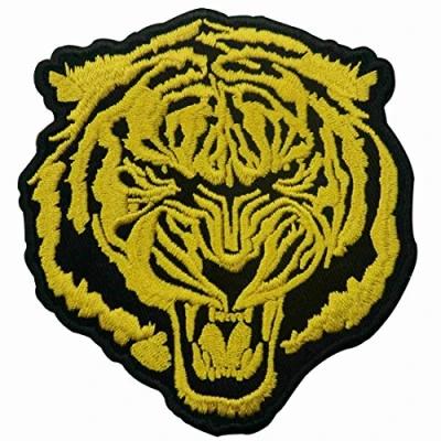 Image of The Roaring Gold Tiger Embroidered Applique Iron On Sew Patch