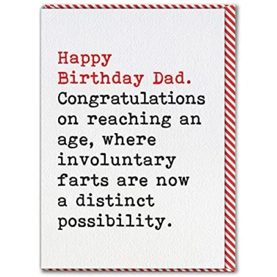 Image of Brainbox Candy Funny Dad Birthday Card &#039;Involuntary Farts&#039; Novelty Humour Cards For Joke Dads With A Sense Of From Son Daughter