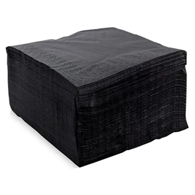 Image of MORIGAMI SER42204960 Napkin 40 x cm, 2 Ply, 1/4 Fold, 100 Napkins, Smooth with Border, Black