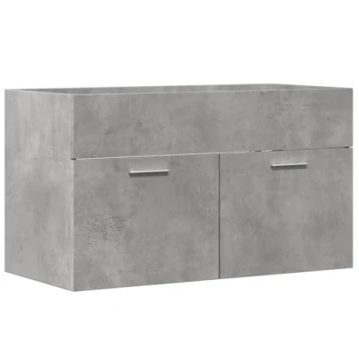 Image of vidaXL Sink Cabinet Bathroom Vanity Unit 80x38.5x46 cm, Concrete Grey Engineered Wood, Ample Storage Modern Furniture with 1 Compartment and 2 Doors