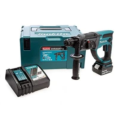 Image of Makita DHR202RT1J 18V Li ion LXT 20mm Rotary Hammer SDS Plus Complete with 1 x 5.0 Ah Battery and Charger Supplied in a Makpac Case