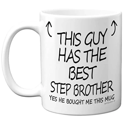Image of Stuff4 This Guy Has The Best Step Brother Mug Gifts, 11oz Ceramic Dishwasher Safe Coffee Mugs Gifts for Birthday, Christmas Day Presents Gift, Premium Cup Made in UK