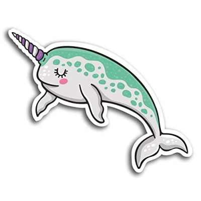 Image of 2 x 10cm Cute Narwhal Whale Vinyl Stickers Sticker Laptop Luggage #19325 (10cm Wide)