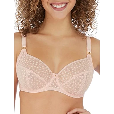 Image of Freya Women&#039;s Starlight Underwire Side Support Bra Plunge, Semi Sheer, Rosewater, 36D