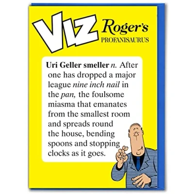 Image of Brainbox Candy Official Viz Roger&#039;s Profanisaurus Birthday Card Hilariously Funny &#039;Uri Geller Smeller&#039; Cheeky Alternative Humour For Him Her Men Women Friend Mates Sold