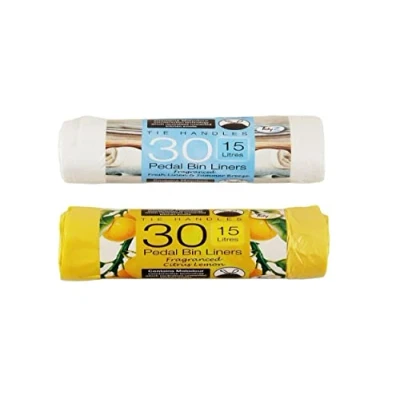 Image of 60 Scented Pedal Bin Liners Tie Handle Bags 15 Litre Fresh Linen &amp; Citrus