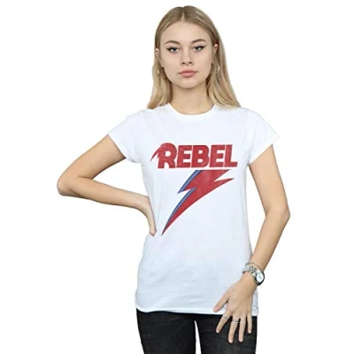 Image of David Bowie Women&#039;s Distressed Rebel T Shirt White Large