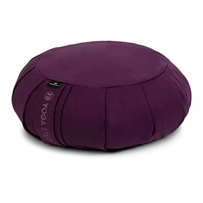Image of Yoga Studio EU Round Zafu Meditation Cushion Organic Cotton Buckwheat Hulls Removable Washable Cover Carry Handle Lilac