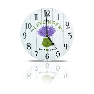 Image of Lavender Design Outdoor/Indoor Wall Clock 27cm Round Analogue Battery Powered