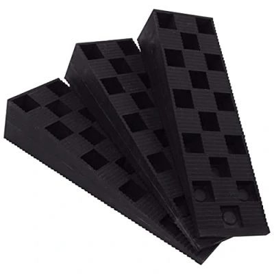 Image of SKIR&#039;CO (4 pcs) Black Plastic Ribbed Wedges 149 x 45 30 mm for Leveling, Spacing Wedges, Interlocking