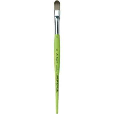 Image of Da Vinci 375 Series Filbert Shape Brush, 12, Synthetic Fiber, Green, 20 x 1.1 30 cm