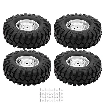 Image of RC Car Tires, 4 Pcs Wheel Tyres Rubber Tires With Hubs for 1/10 Scale Crawler Off road Truck