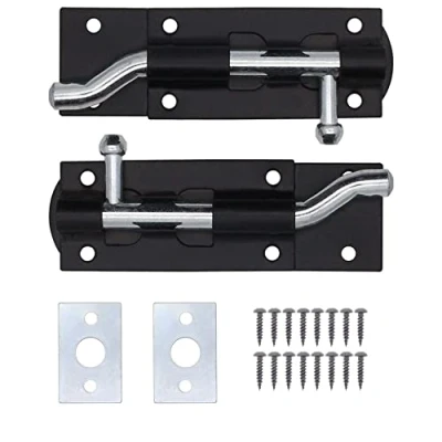 Image of EAI Heavy Duty Necked Tower Bolt 4 Inch Black Fixings Included Pack of 2
