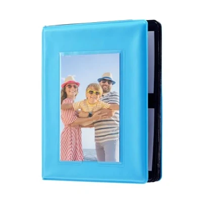 Image of ZINK 2x3 Mini Photo Album 64 Pocket w/Transparent Window Cover for Zero Ink Paper (Blue) Compatible w/Kodak, Lifeprint, Polaroid, HP, Canon, Fujifilm 2x3&quot; photos
