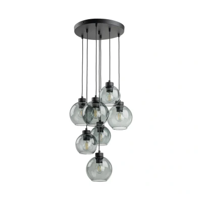 Image of Cubus Cluster Pendant Ceiling Light Black, Graphite Glass 7xE27