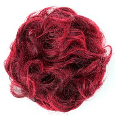Image of CAISHA Large Hairpiece Scrunchy Instant Updo Curly Messy Bun Red Mix G29E