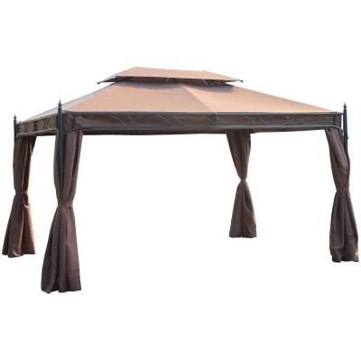 Image of Outsunny 3x4M Garden Metal Gazebo Marquee Patio Party Tent Canopy Shelter w/2 tiers Roof
