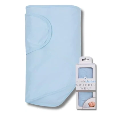 Image of Miracle Blanket Baby Sleep Wearable Swaddle Wrap for Newborn Infant Boy or Girl 0 3 Months, Blue