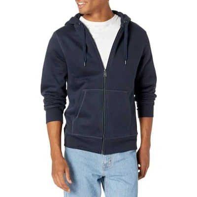 Image of Amazon Essentials Men&#039;s Full Zip Fleece Hoodie (Available in Big &amp; Tall), Navy, 5XL Plus