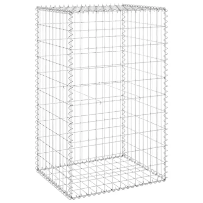 Image of vidaXL Gabion Wall with Covers Galvanised Steel Stone Barrier Rustproof and Weather Resistant Outdoor Indoor Use Silver 60 x 50 100 cm
