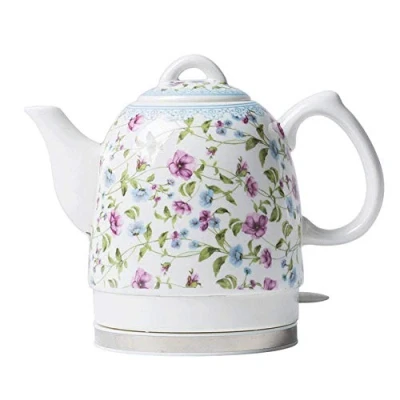 Image of SOGANI Electric Ceramic Cordless Kettle Teapot Retro 1.5L Jug, 1350W Water Fast for Tea, Coffee, Soup, Oatmeal Removable Base, Boil Dry Protection