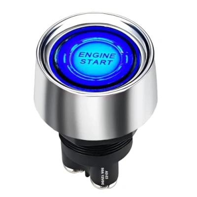 Image of Jtron® Push button start switch 12v 50a Blue Light Ignition for Racing Sport OFF (ON) momentary