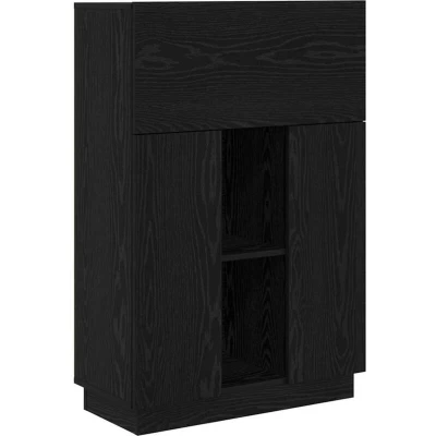 Image of vidaXL Black Oak Writing Desk Engineered Wood Medium Sturdy
