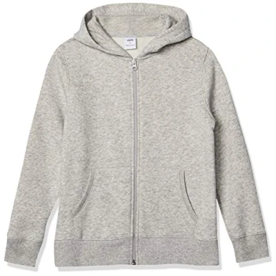 Image of Amazon Essentials Boys&#039; Fleece Zip Up Hoodie Sweatshirt, Light Grey Heather, 2 Years