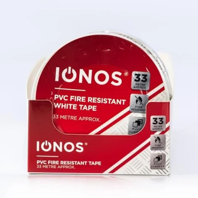 Image of Status: IONOS White PVC Tape (33 metres) / fire resistant, multisurface IONPVCWHT1PKX12