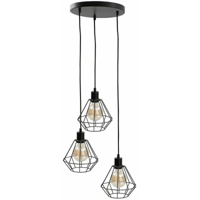 Image of Foskal Cluster Pendant Ceiling Light Black, 32cm, 3x E27
