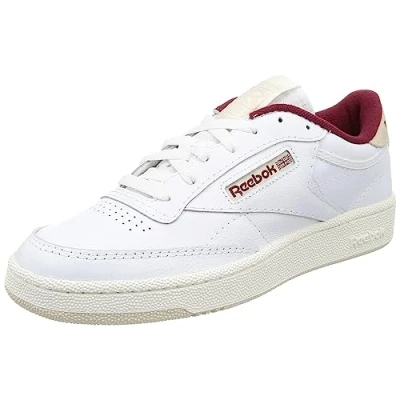 Image of Reebok Unisex Club C 85 Sneaker, Ftwr White Stucco Classic Maroon F23, 3.5 UK