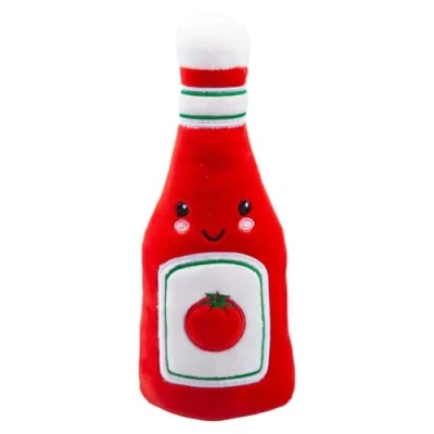 Image of VFM Ketchup Soft Toy Food Themed Cute Plush Cuddly Fluffy Stuffed Plushie, Gifts for Birthday, Valentine&#039;s Day Chirstmas 16cm Multi Coloured