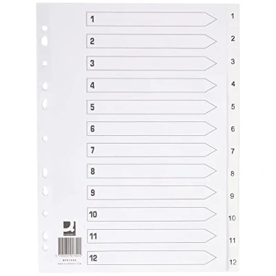 Image of Q Connect KF01354 1 12 Polypropylene Index A4 Multi Punched White