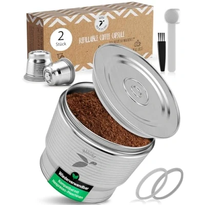 Image of Reusable coffee capsules for Nespresso: sustainable and refillable in a double pack our capsule lets you make the world little bit greener with every sip