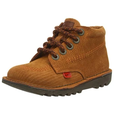 Image of Kickers Boy&#039;s Kick Hi Cord Ankle Boot, Orange Brown, 8 UK Child