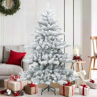 Image of vidaXL Modern Artificial Hinged Christmas Tree Snow Flocked White