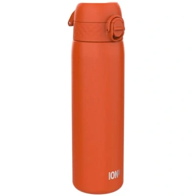 Image of Ion8 Lightweight Steel Water Bottle, 600 ml/20 oz, Non Insulated, Leak Proof, Easy to Open, Secure Lock, Dishwasher Safe, Flip Cover, Fits Cup Holders, Carry Handle, Metal Hearty Orange
