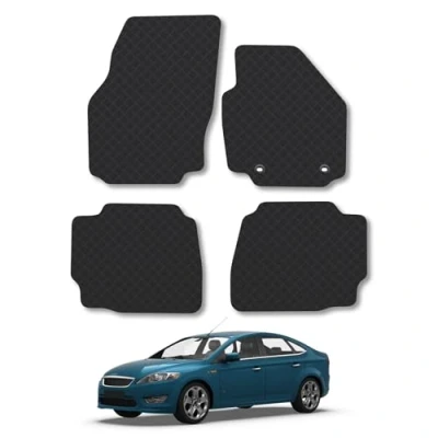 Image of 5mm Rubber Car Mats Compatible With Ford Mondeo (2007 2012) Tailored Fit Floor Set Accessory Custom Anti Slip Backing Heavy Duty Waterproof Easy Clean Durable All Weather Full Coverage
