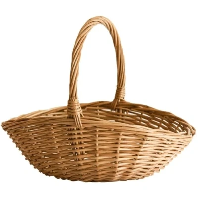 Image of QUR Wicker Basket Shopping with Handle, Gift Hamper Basket, Picnic Baskets, Kitchen Small