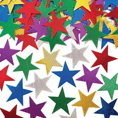 Image of Baker Ross AT214 Corrugated Pack of 120, Craft Star Embellishment for Kids Arts and, Assorted