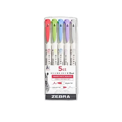 Image of Zebra Mildliner Double Ended Brush Pen &amp; Marker 5/Pkg Cool Refined
