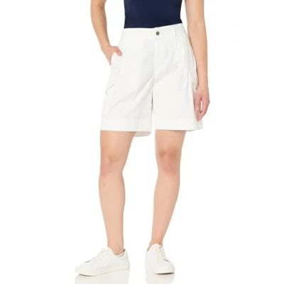 Image of Nautica Women&#039;s Bermuda Pleated Cargo Shorts Denim, Bright White, 10